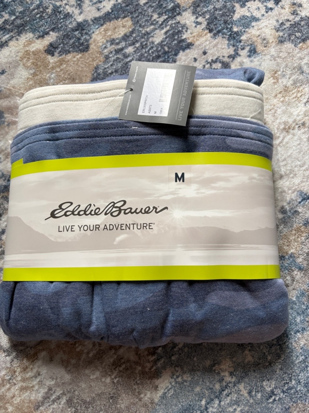 Eddie Bauer Blue Pajama Set with Cream Waistband